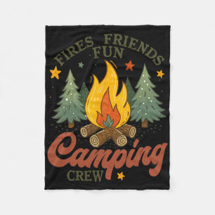 Fires Friends Fun Camping Crew Campfire Outdoor Ad Fleece Blanket