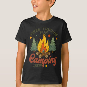 Fires Friends Fun Camping Crew Campfire Outdoor Ad T-Shirt