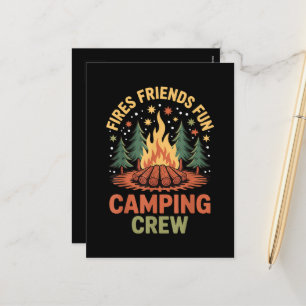 Fires Friends Fun Camping Holiday Postcard