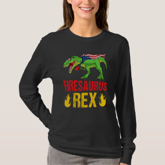 Firesaurus Rex Dinosaurs Vintage Firefighter Firem T-Shirt