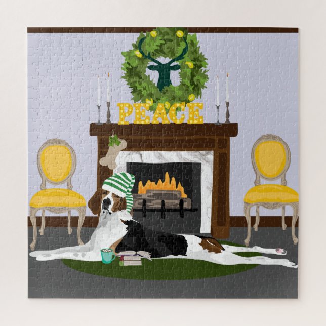 Fireside Coonhound Jigsaw Puzzle (Vertical)