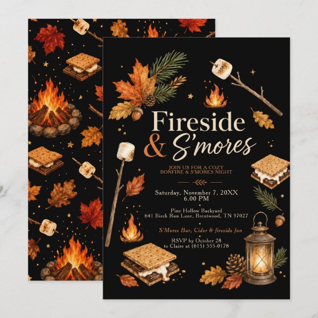 Fireside & S’mores Invitation (Front/Back)