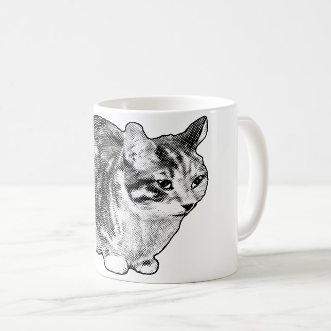 Fireside Tabby with Snow-Kissed Dots Coffee Mug (Front Right)