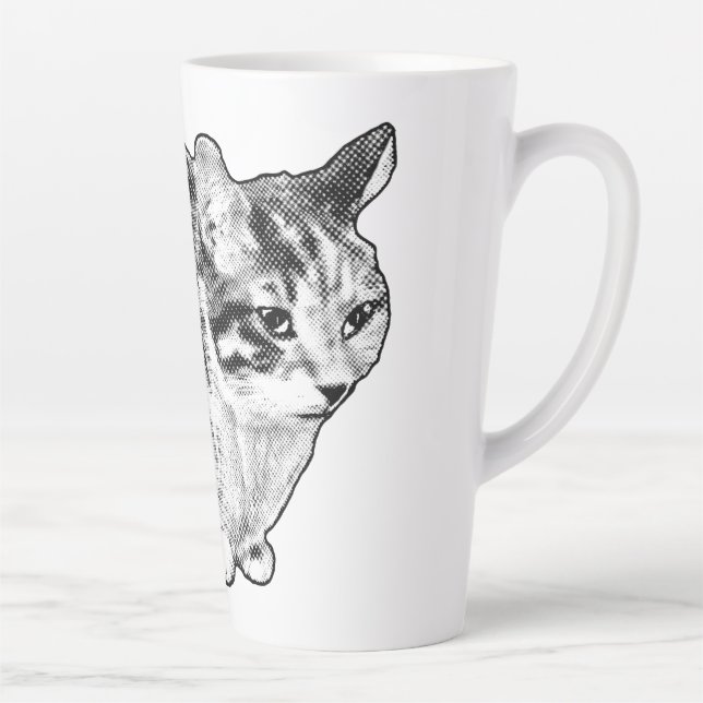 Fireside Tabby with Snow-Kissed Dots Latte Mug (Right)