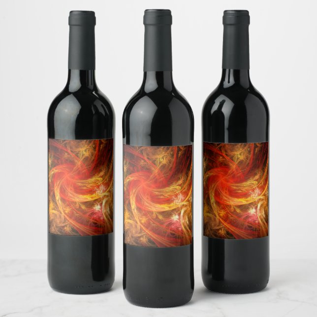 Firestorm Abstract Art Wine Label (Bottles)