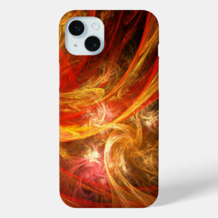 Firestorm Modern Abstract Art Red Gold Energy iPhone 15 Mini Case