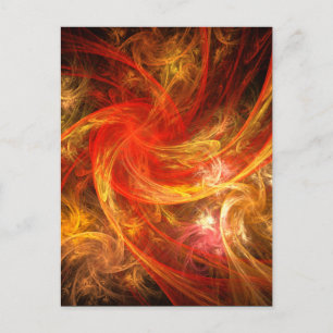 Firestorm Modern Abstract Art Red Gold Energy Postcard