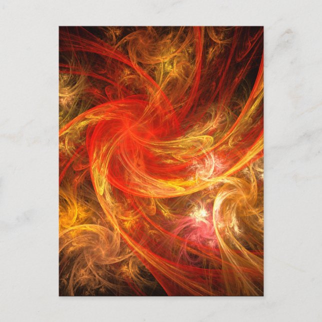 Firestorm Modern Abstract Art Red Gold Energy Postcard (Front)