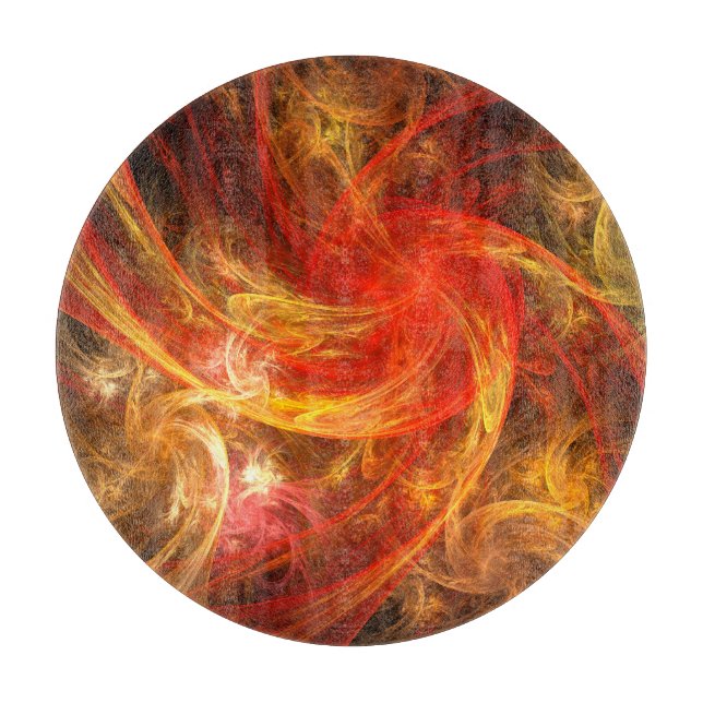 Firestorm Nova Abstract Art Circle Cutting Board (Front)