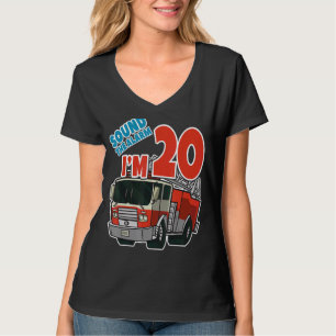 Firetruck 20th Birthday Fireman Fire Truck Boys Tw T-Shirt
