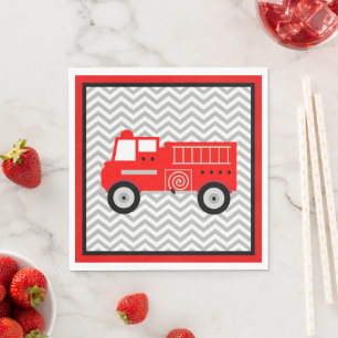 Firetruck and Chevron Party Napkin