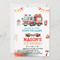 Firetruck and Dalmatian dog invitation