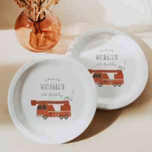 Firetruck Birthday Paper Plate