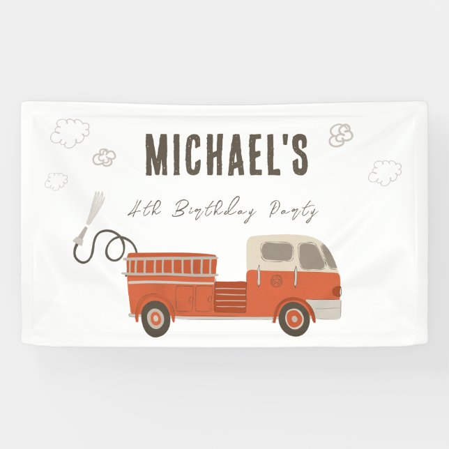 Firetruck Birthday Welcome Banner (Horizontal)