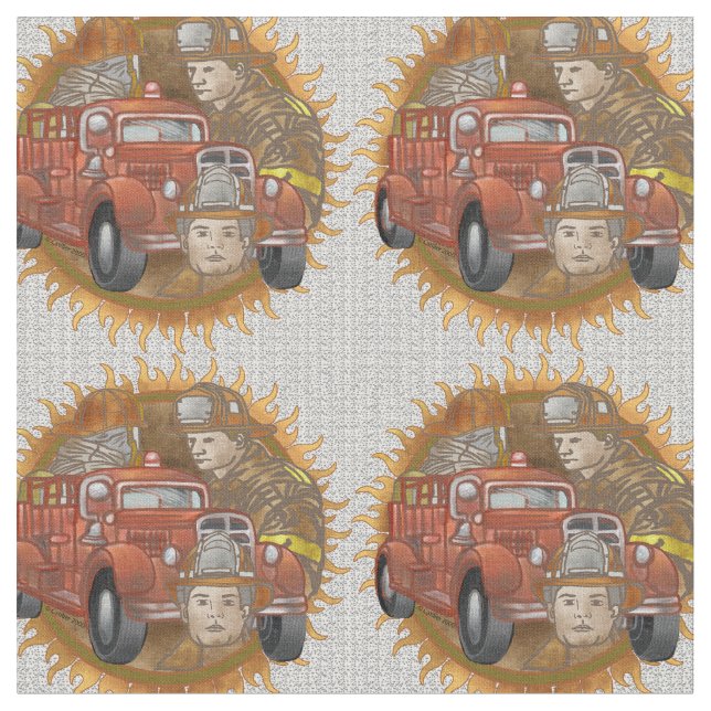 Firetruck Buddy Firefighter Fabric  (Close Up)