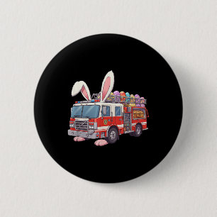 Firetruck Bunny Easter Easter Day Firefighter Boys 6 Cm Round Badge