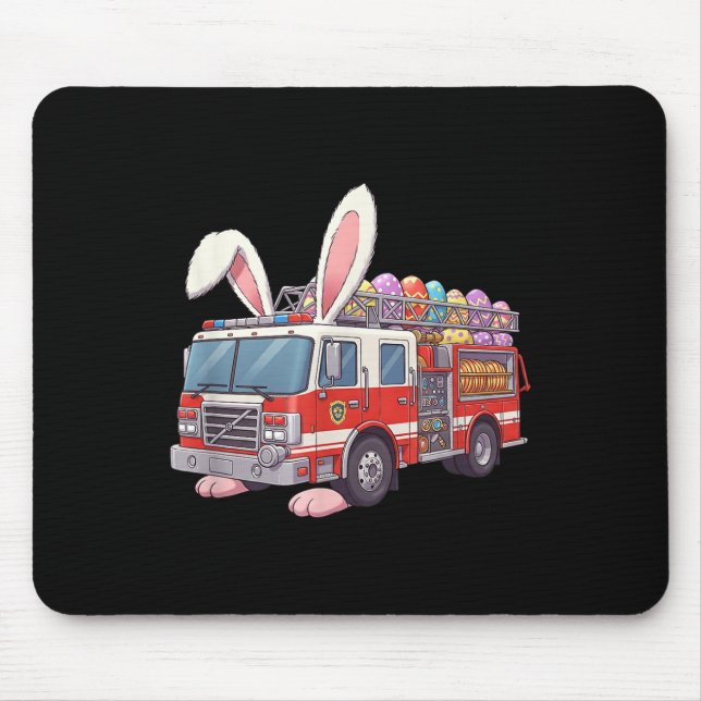 Firetruck Bunny Easter Easter Day Firefighter Boys Mouse Pad (Front)