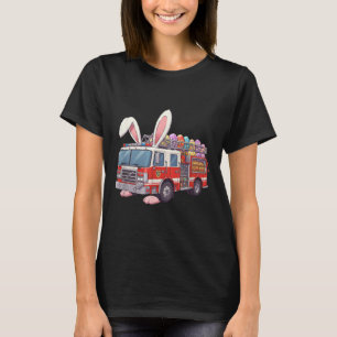 Firetruck Bunny Easter Easter Day Firefighter Boys T-Shirt