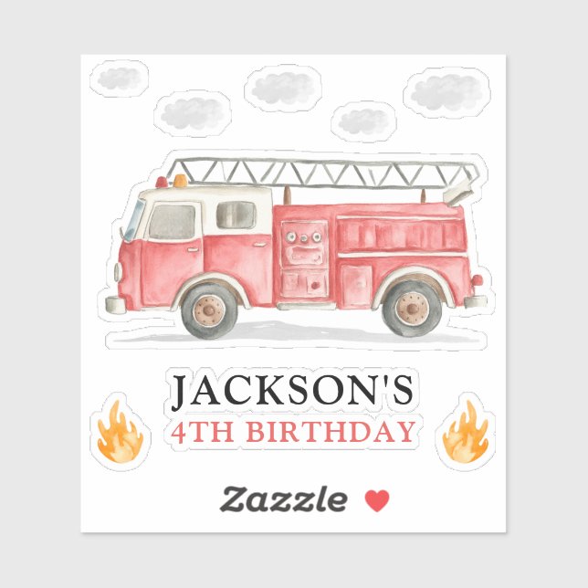 Firetruck Calling All Firefigthers Boy Birthday (Sheet)