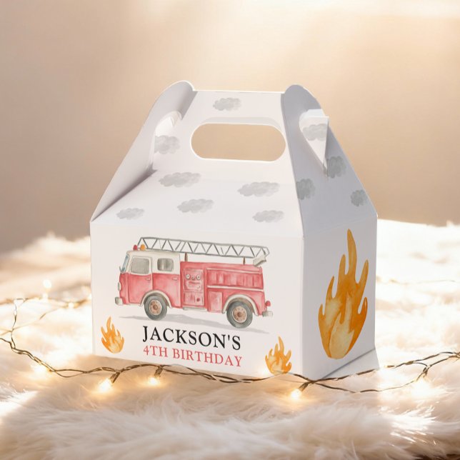 Firetruck Calling All Firefigthers Boy Birthday Favour Box (Creator Uploaded)