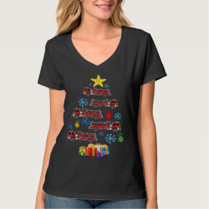 Firetruck Christmas Tree Xmas Firefighter Fireman  T-Shirt