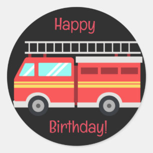 Firetruck classic round sticker
