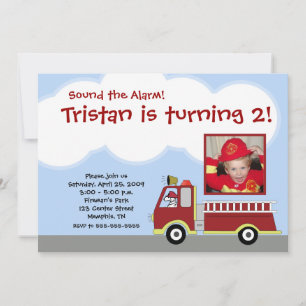 Firetruck Fire Engine *PHOTO* Birthday Invitation