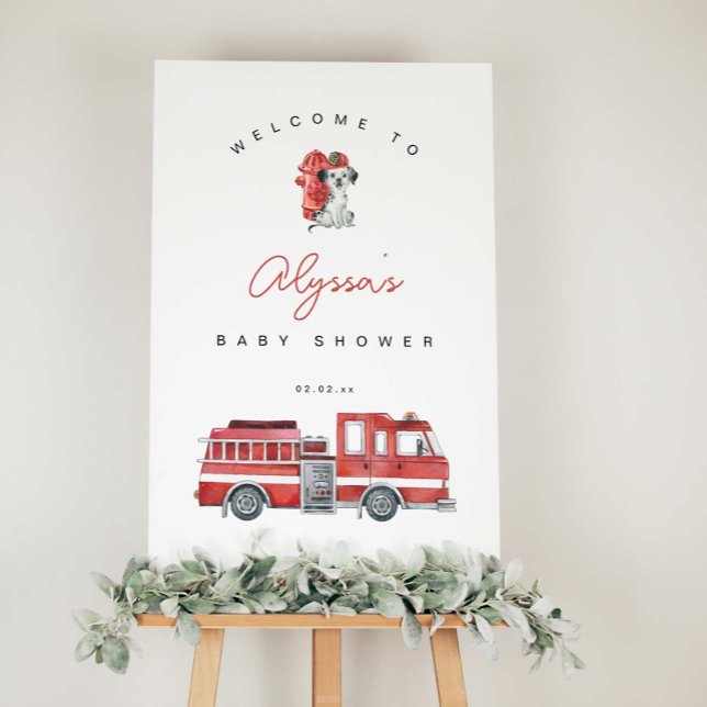 Firetruck Firefighter Baby Shower Welcome Sign (Creator Uploaded)