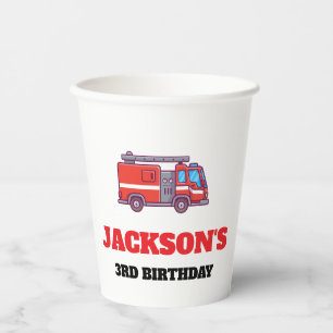 Firetruck Firefighter Birthday Party Paper Cups