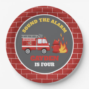 Firetruck Firefighter Birthday Party Paper Plates