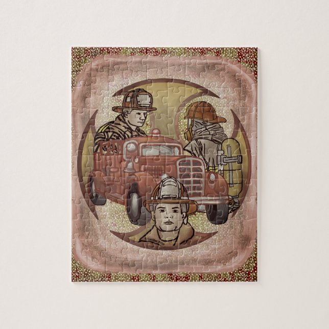 Firetruck Firefighter Brothers jigsaw puzzle (Vertical)