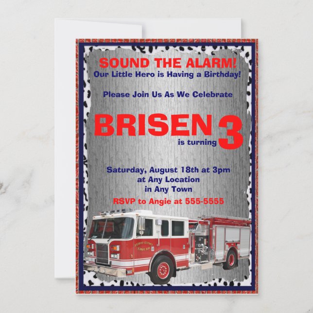 Firetruck Invitation (Front)