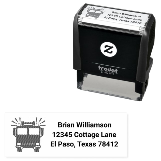 Firetruck | Name and Return Address Self-inking Stamp (In Situ)