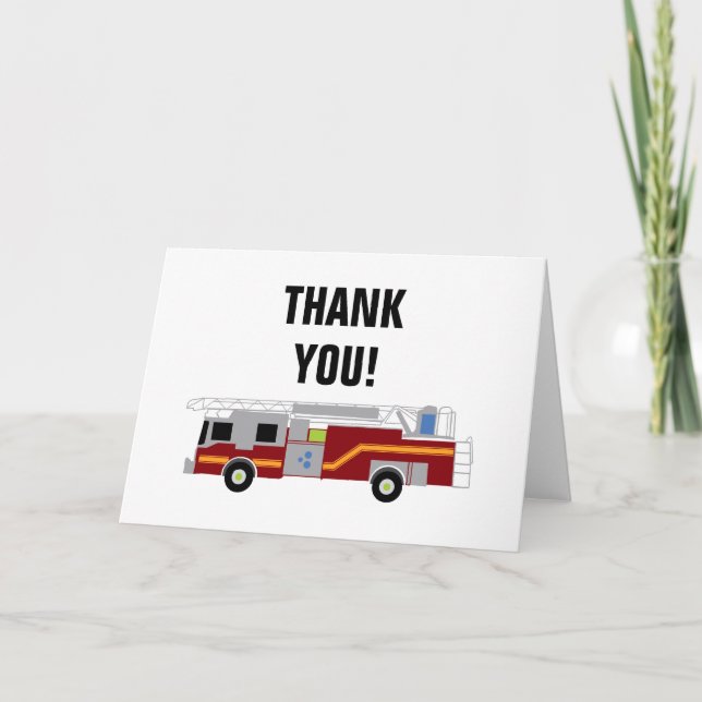 Firetruck Party Thank You Card (Front)