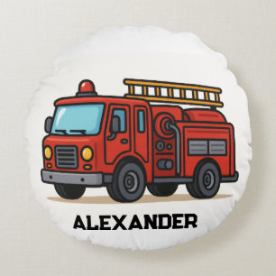 Firetruck personalised name kids throw pillow