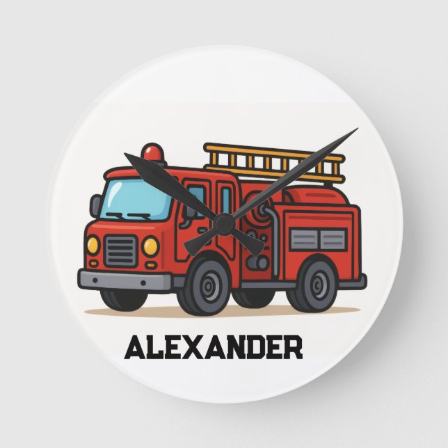 Firetruck personalised name wall clock (Front)