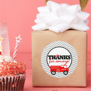 Firetruck Thank You Party Favour Stickers