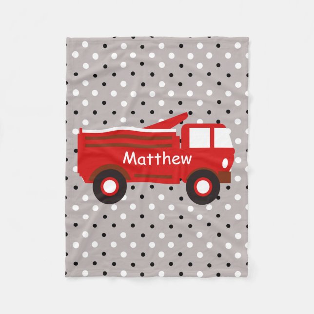 Firetruck w Name, cute for kids! Fleece Blanket (Front)