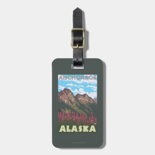 Fireweed & Mountains - Anchorage, Alaska Luggage Tag