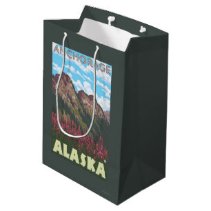 Fireweed & Mountains - Anchorage, Alaska Medium Gift Bag