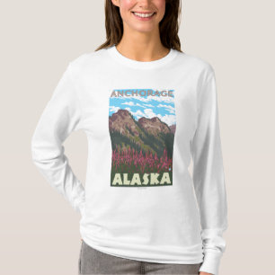 Fireweed & Mountains - Anchorage, Alaska T-Shirt