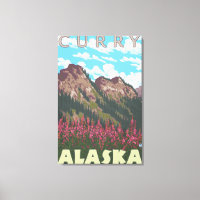 Fireweed & Mountains - Curry, Alaska