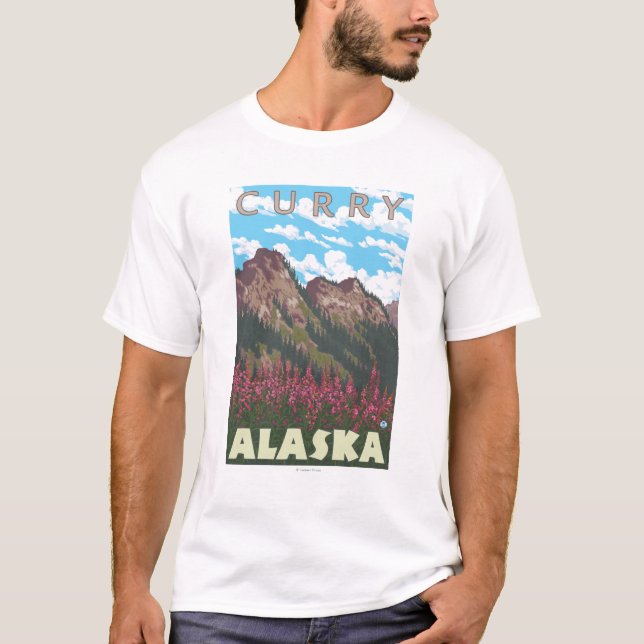Fireweed & Mountains - Curry, Alaska T-Shirt (Front)