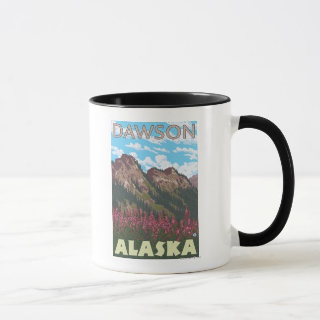 Fireweed & Mountains - Dawson, Alaska Mug (Right)