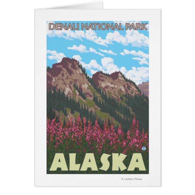 Fireweed & Mountains - Denali Nat'l Park, (Front)