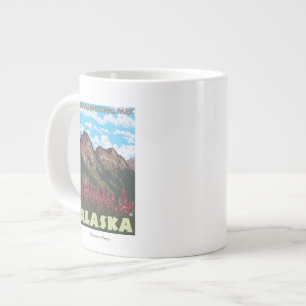 Fireweed & Mountains - Denali Nat'l Park, Large Coffee Mug