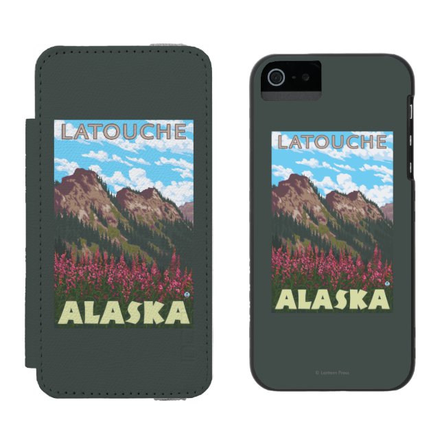Fireweed & Mountains - Latouche, Alaska Incipio iPhone Wallet Case (Side by Side)