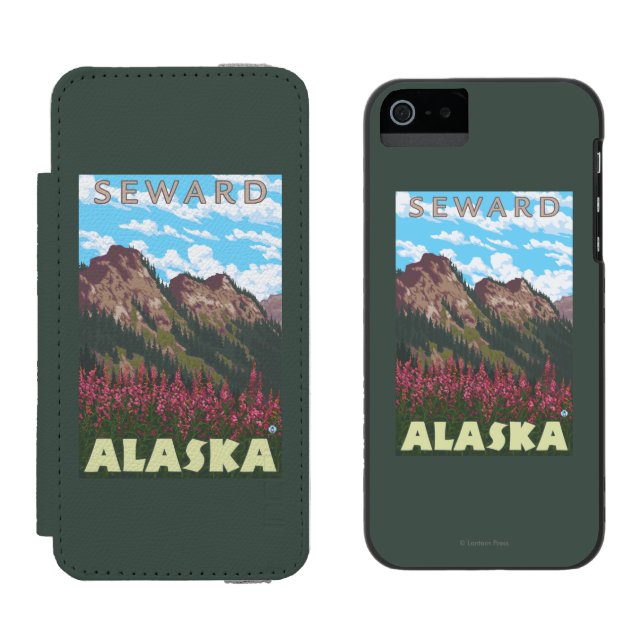 Fireweed & Mountains - Seward, Alaska Incipio iPhone Wallet Case (Side by Side)