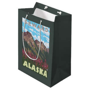 Fireweed & Mountains - Seward, Alaska Medium Gift Bag