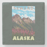 Fireweed & Mountains - Seward, Alaska